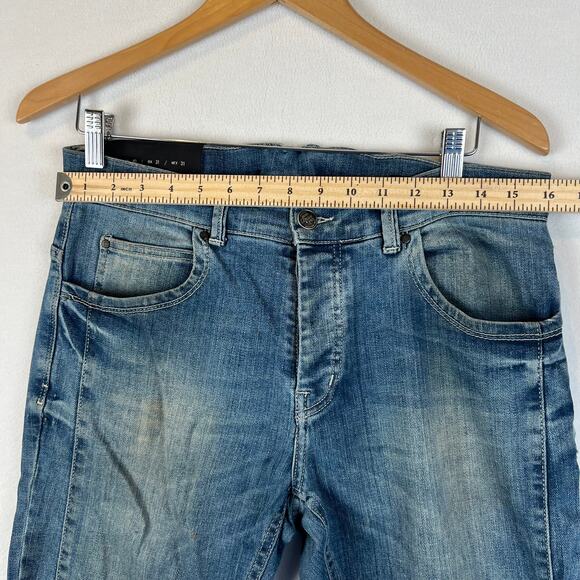 Zara Jeans Denim Collection Mens 31 Blue Biker Moto Slim Jeans‎ Medium Wash - Picture 7 of 11